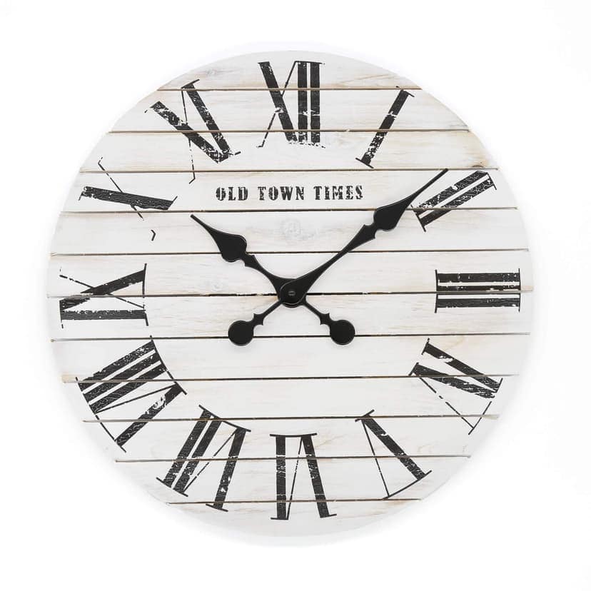 Orologio da parete in legno bianco