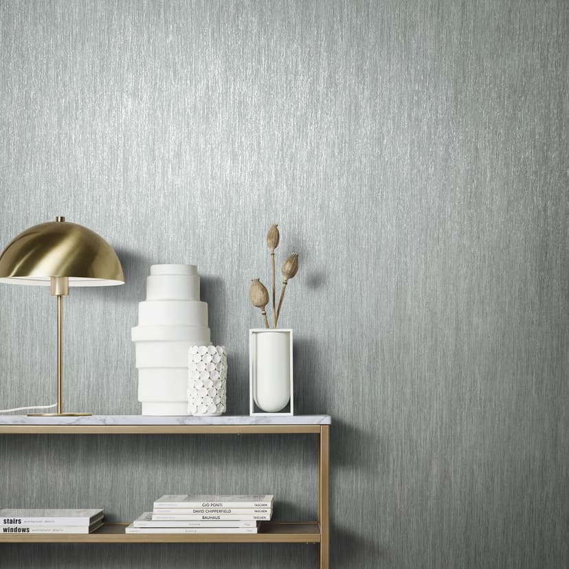 Carta da parati a tinta unita in tessuto non tessuto Natural Opulence grigio