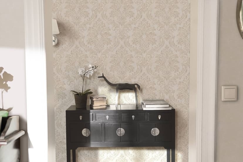 Carta da parati in tessuto non tessuto beige ornamentale per il soggiorno, camera da letto, ufficio Marburg
