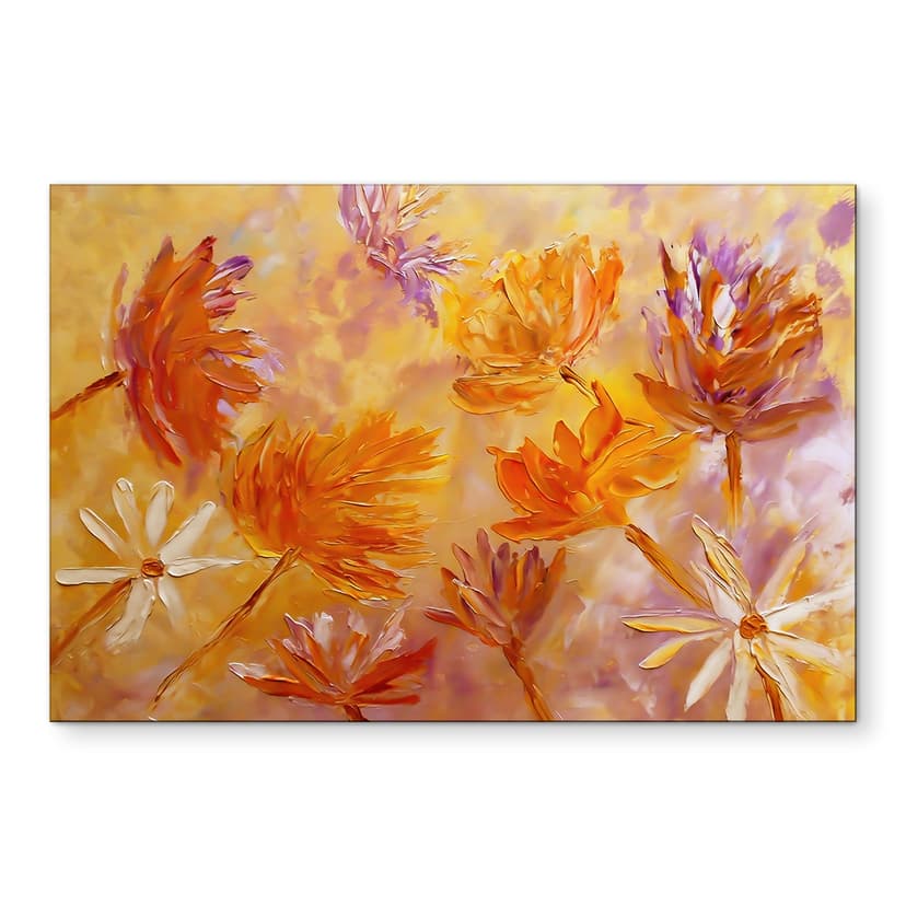 Murale Golden Blossom Rush | Fiori Pittura - Pomata - Alu-Dibond