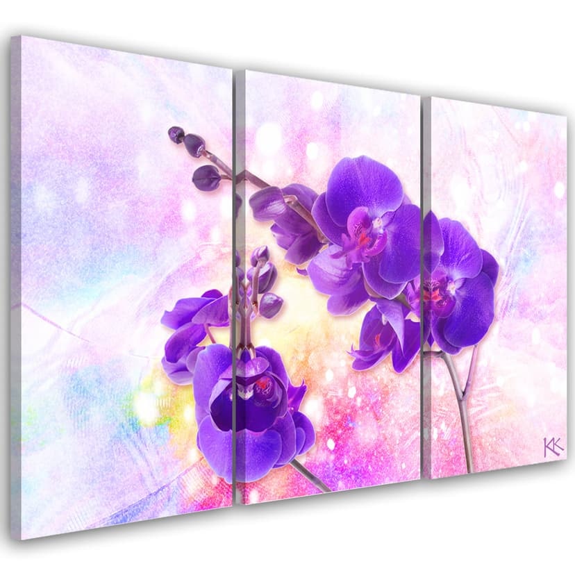 Stampa su tela 3 pezzi Fiore orchidea viola