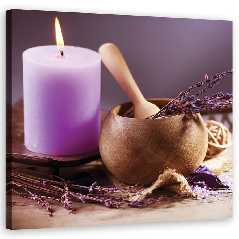 Stampe su tela, candela alla lavanda