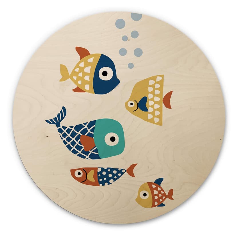Stampa su legno - Pesce colorato - Rotondo