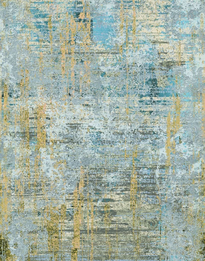 Fotomurale Texture murale astratta in grigio blu con accenti dorati in Used 2,7 x 2,12 m