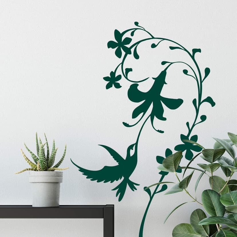 Adesivo murale - Fiore con colibrì