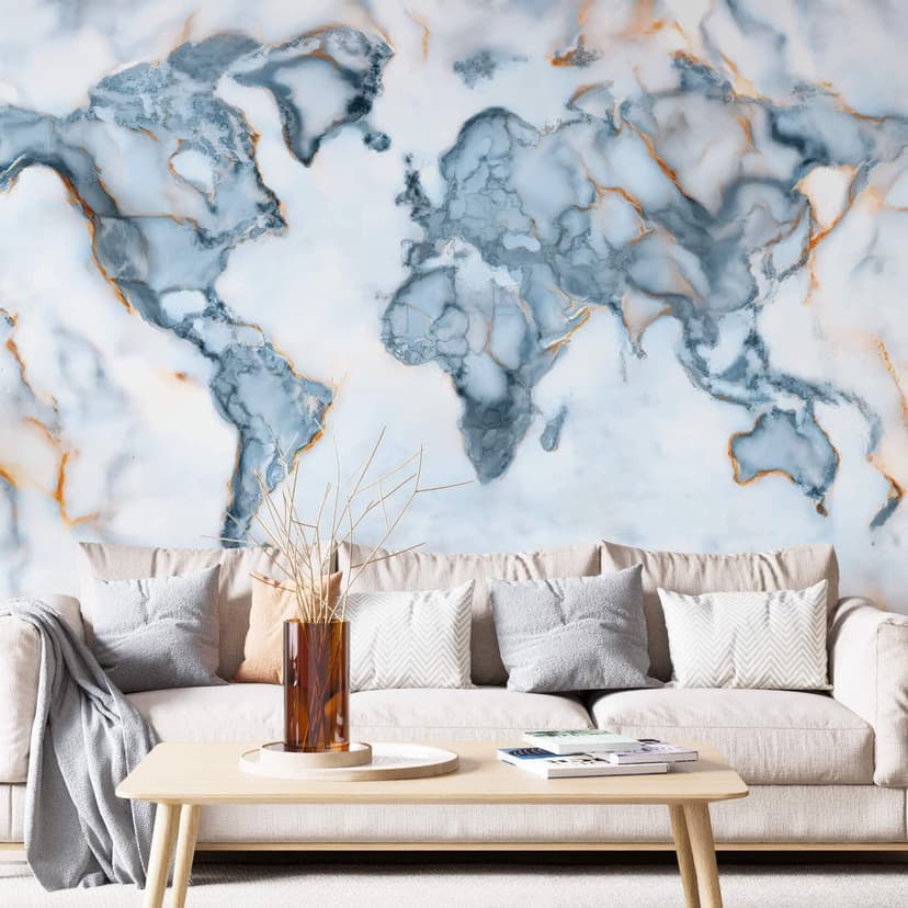 Fotomurale Mielu - Mappa del mondo in marmo