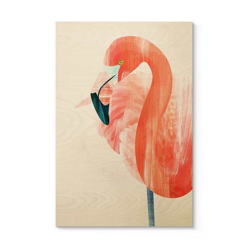 Quadro in legno Goed Blauw - Fenicottero rosa