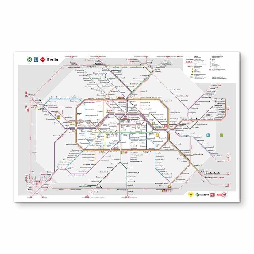 Stampa su vetro acrilico BVG Berlin - Mappa della rete di Berlino