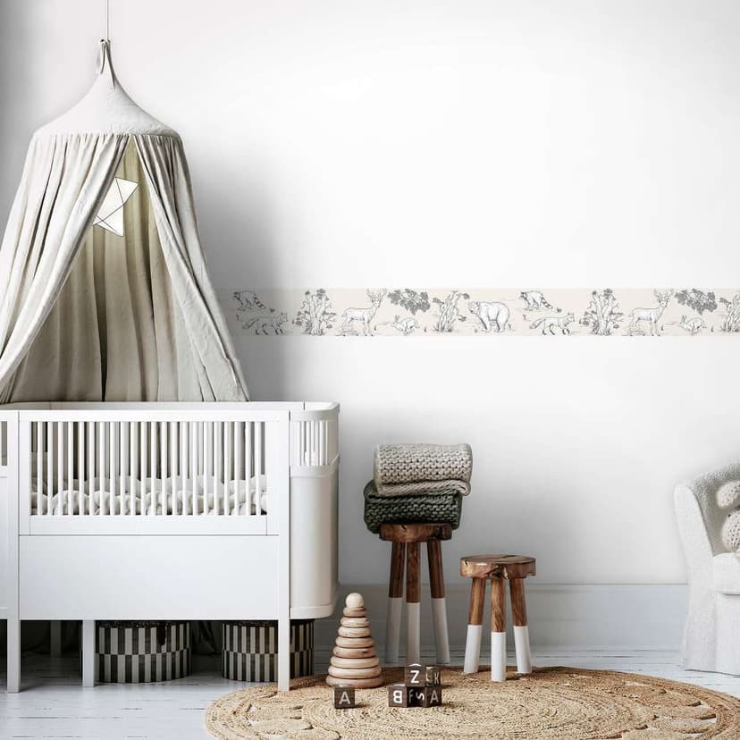 Carta da parati per bambini, tessuto non tessuto Kids Walls beige, bianco