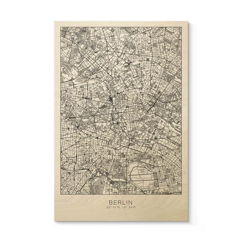 Stampa su legno - Piantina Berlino