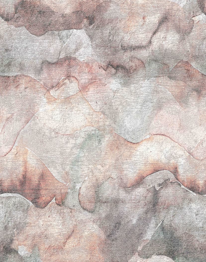 Fotomurale con motivo montagne acquerellato in pastello con effetto nebbia 2,7 x 2,12 m