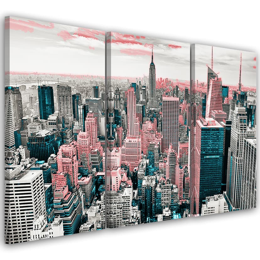 Stampa su tela 3 pezzi, New York City Skyline USA
