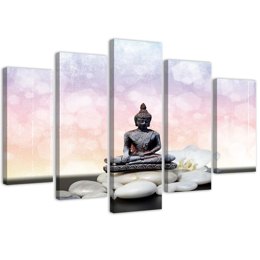 Stampa su tela 5 pezzi, pietre di Buddha Zen