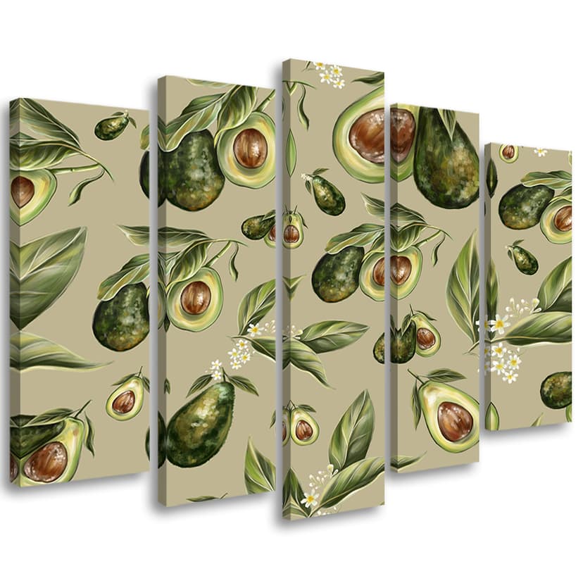 Stampa su tela 5 pezzi, metà avocado