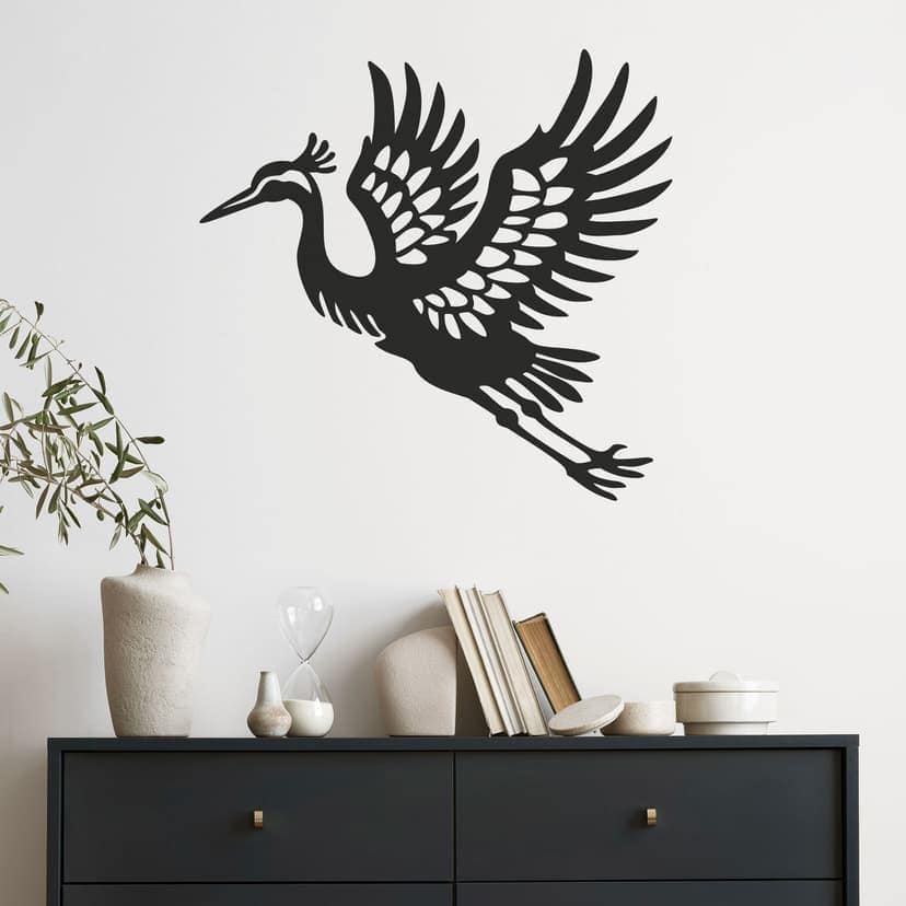 Adesivo murale con gru - Uccello elegante