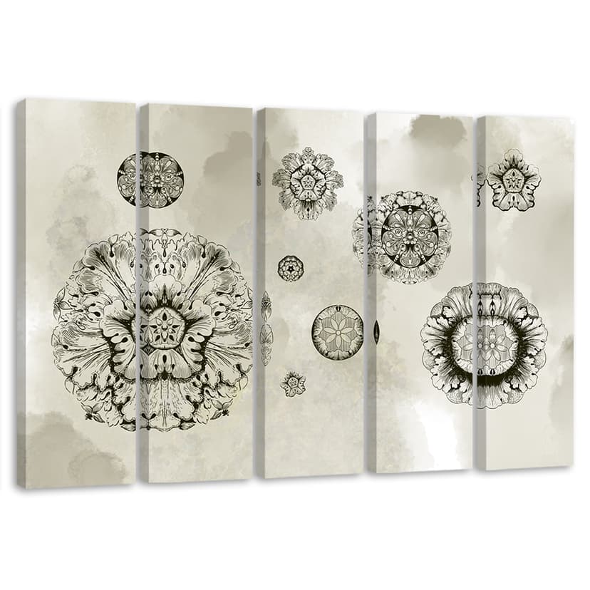 Stampa su tela 5 pezzi, forme geometriche floreali
