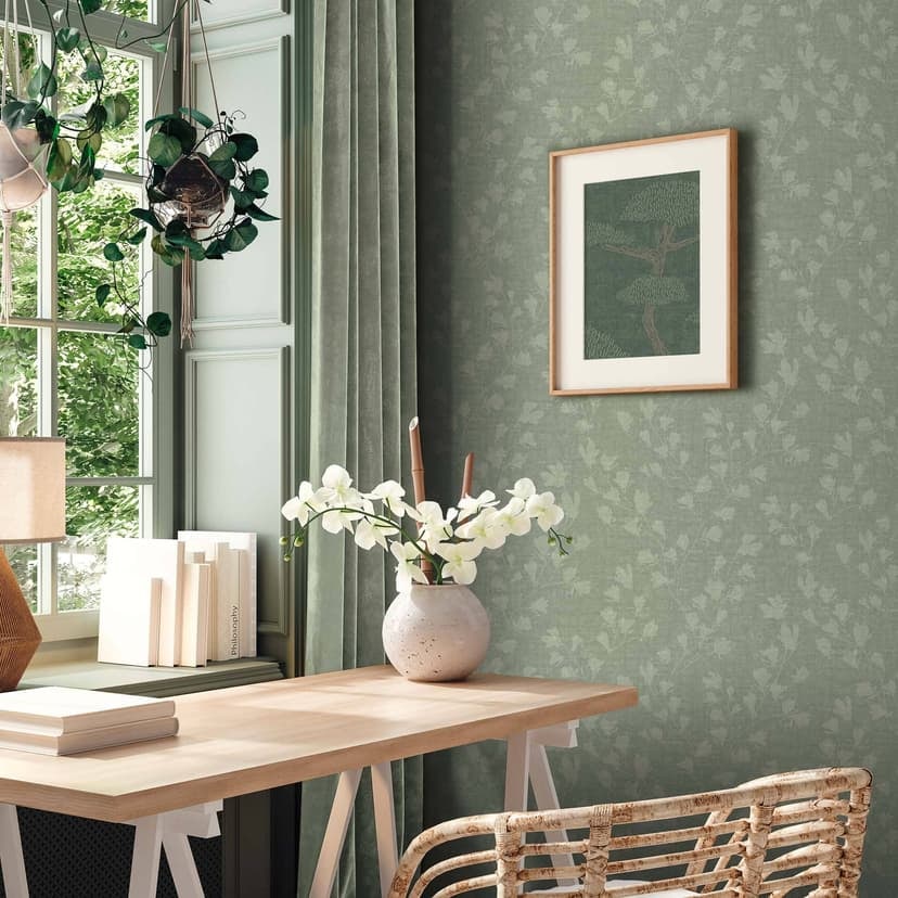 carta da parati verde foglie - carta da parati non tessuta per soggiorno a motivi floreali cucina
