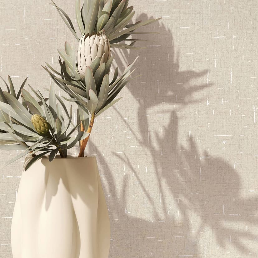 Carta da parati in tessuto non tessuto con texture leggermente lucida beige, bianco a tinta unita