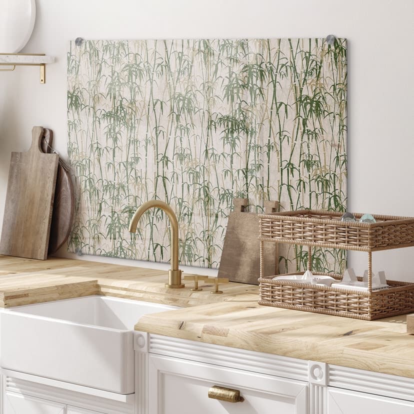 Pannello paraschizzi - Bambù verde-beige