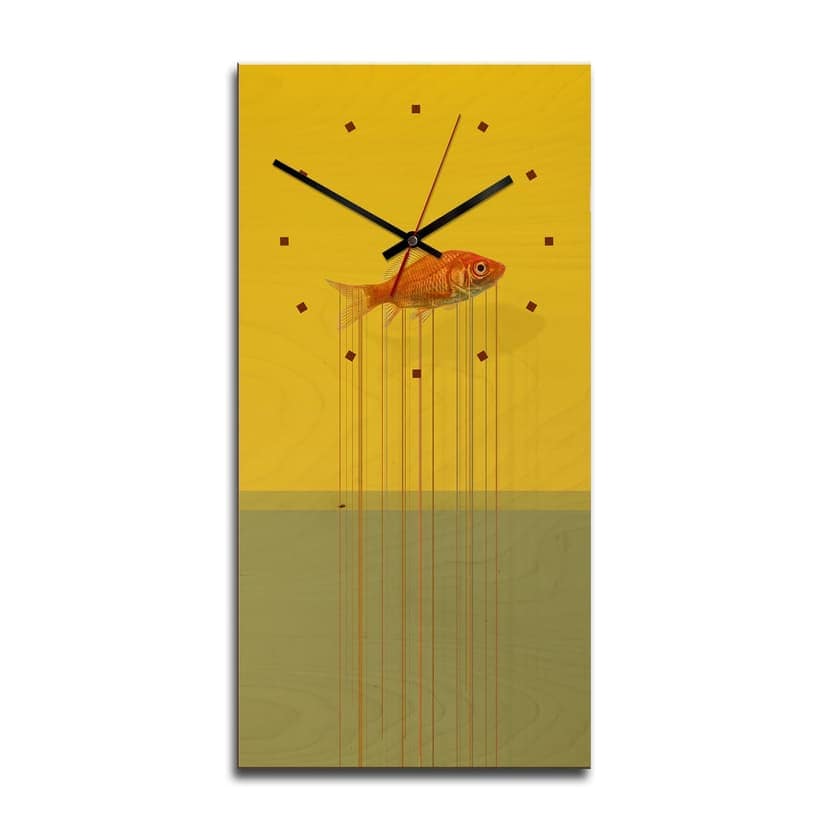 Orologio in legno - Pesce rosso