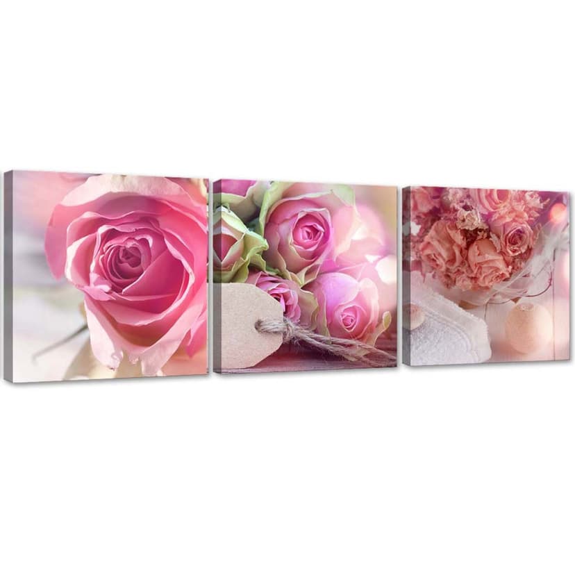 Stampa su tela 3 pezzi Rose rosa vintage