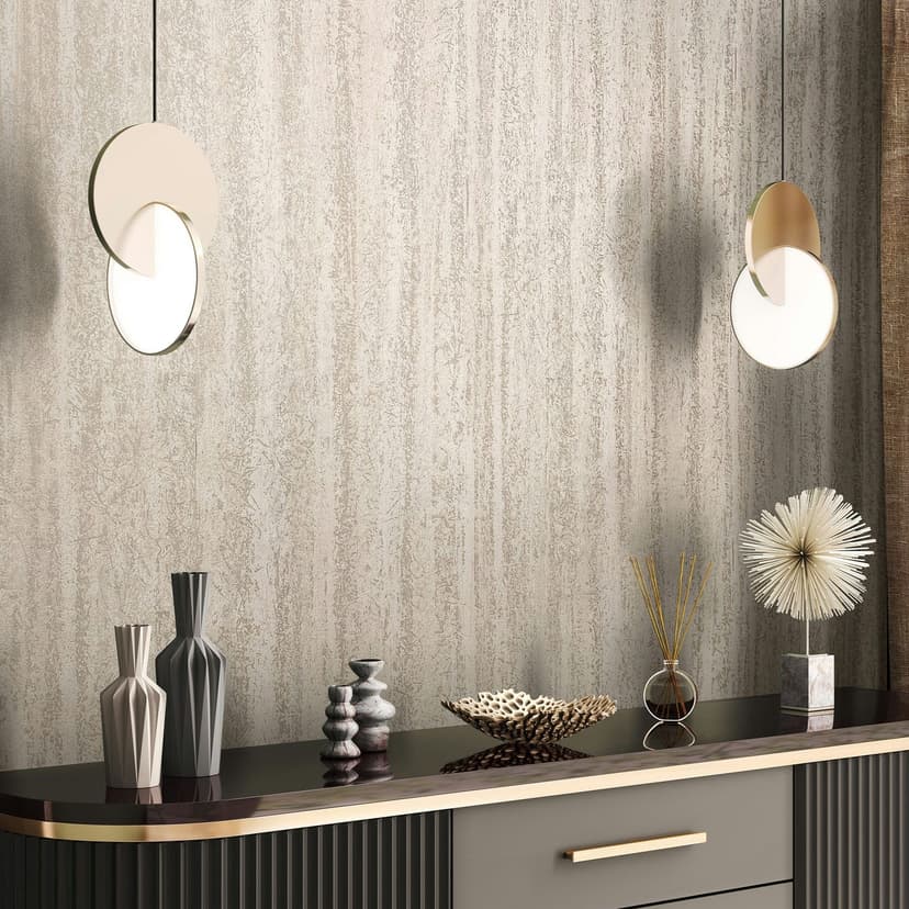 Carta da parati grafica, rivestimento murale in tessuto non tessuto Novamur Kylie beige