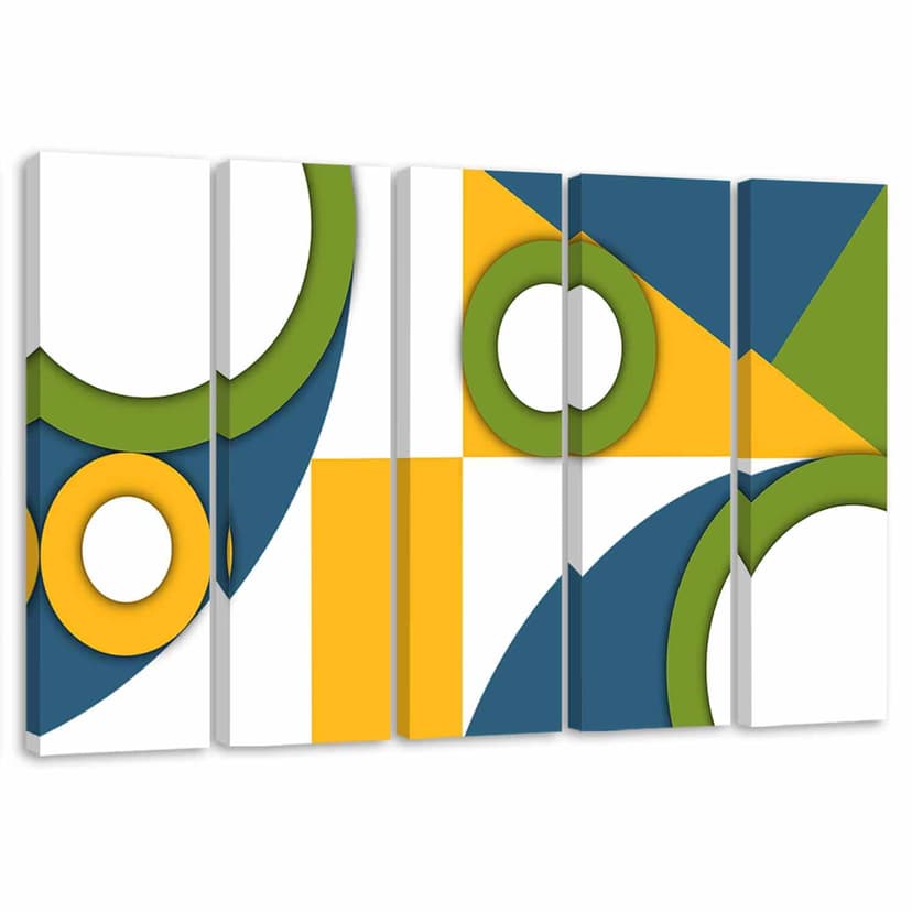 Stampa su tela 5 pezzi, Forme di astrazione geometrica