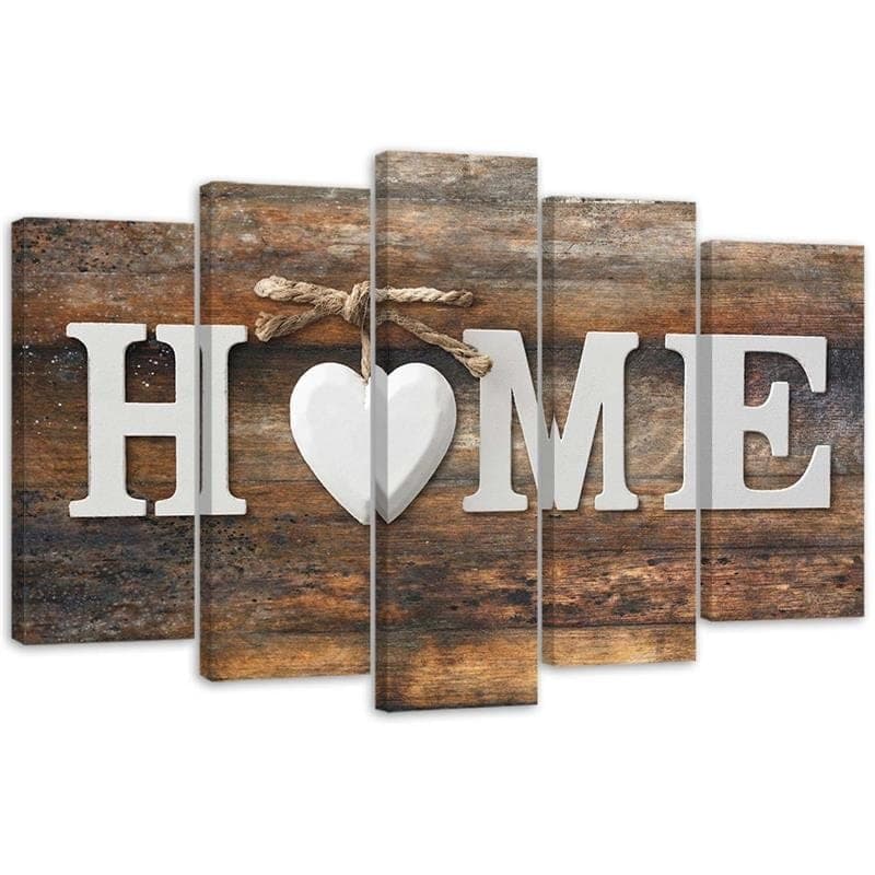 Stampa su tela 5 pezzi Home Heart Brown Retro