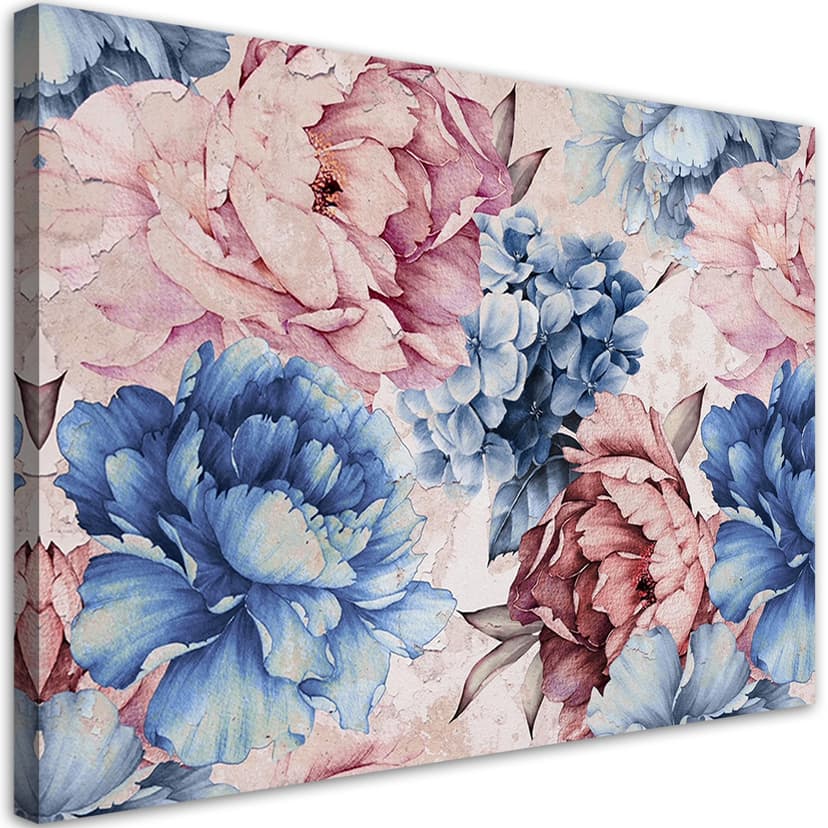 Stampe su tela, Fiori di peonia in pastello natura