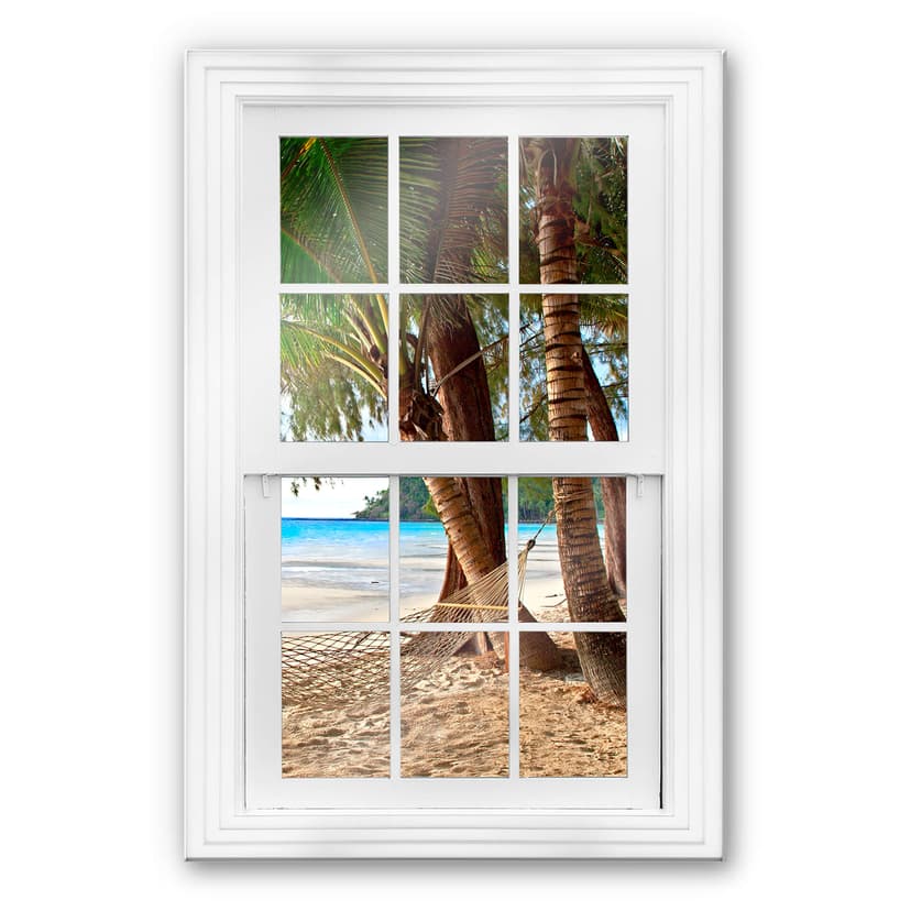 Glasbild 3D Fenster - Hängematte