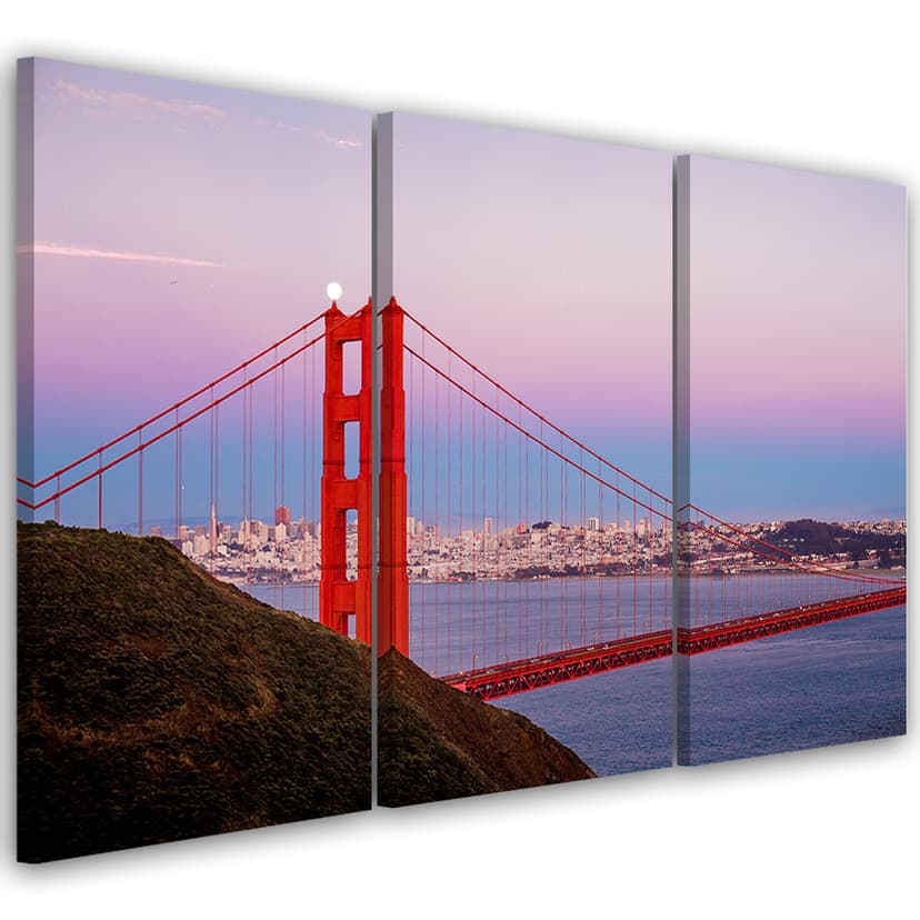 Stampa su tela 3 pezzi, Golden Gate Bridge