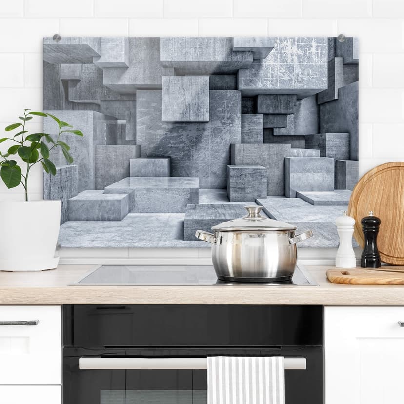 Spritzschutz 3D Betonblöcke