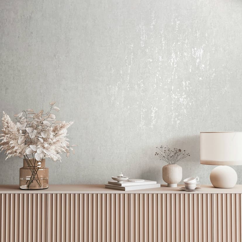 Carta da parati in tessuto non tessuto con effetto lucido grigio, beige cemento