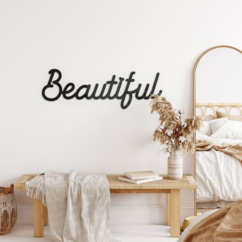 lettera 3D Beautiful - decorazione murale in vetro acrilico