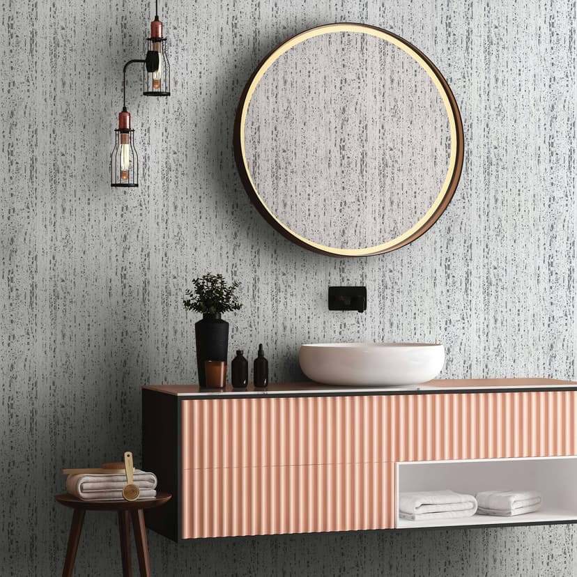 Carta da parati in tessuto non tessuto con effetto pietra di travertino in bianco naturale, texture grigio