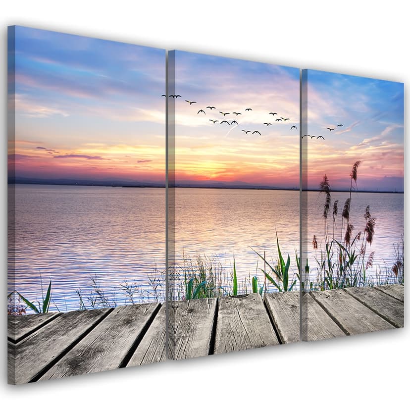 Stampa su tela 3 pezzi, Jetty Beach Sunset
