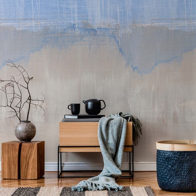 Carta da parati astratta grigio blu - Carta da parati non tessuta Livingwalls - opaca e liscia