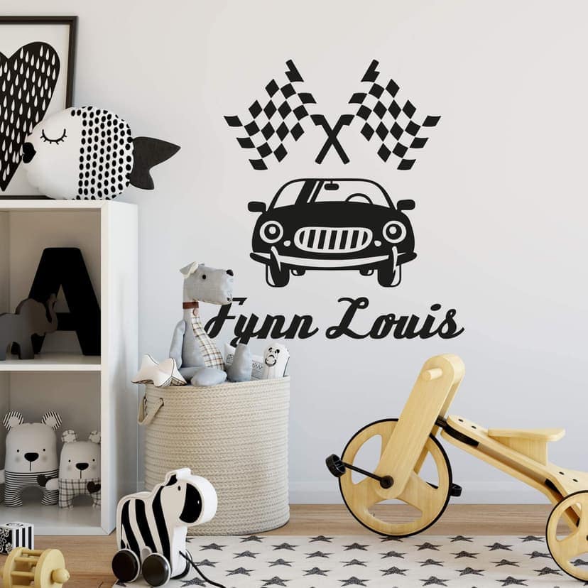 Adesivo murale Gara automobilistica + Nome