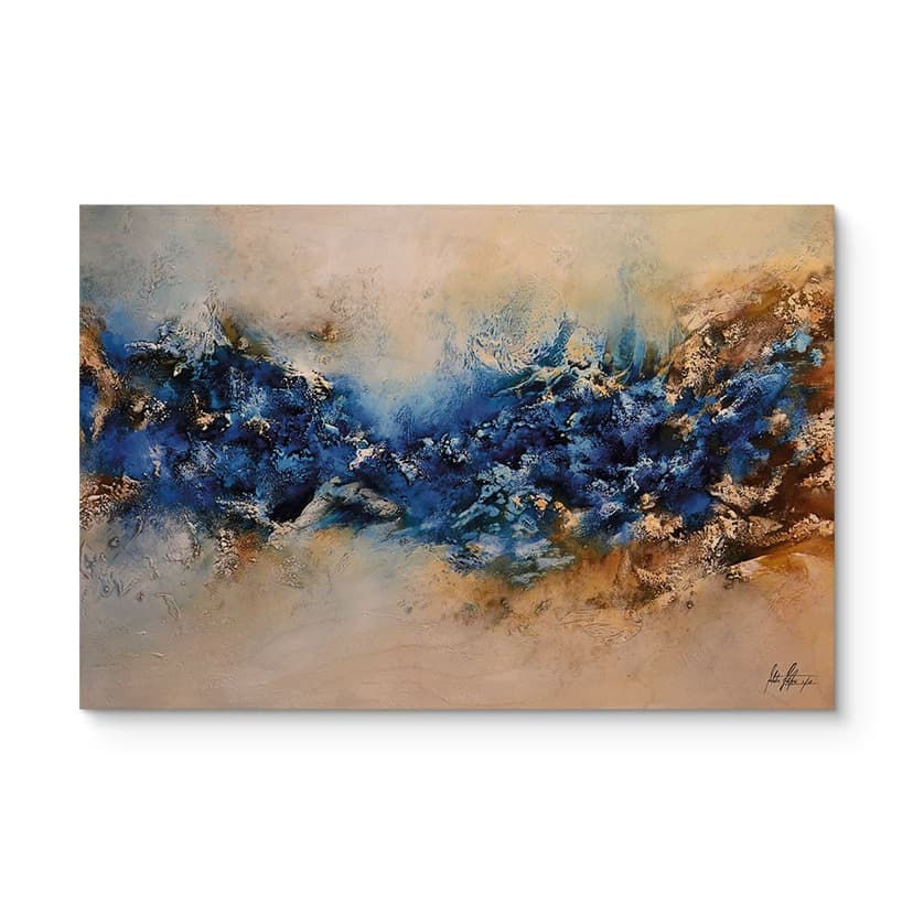 Quadro in legno interazione blu-oro - Fedrau