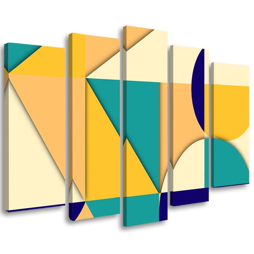 Stampa su tela 5 pezzi, Forme di astrazione geometrica