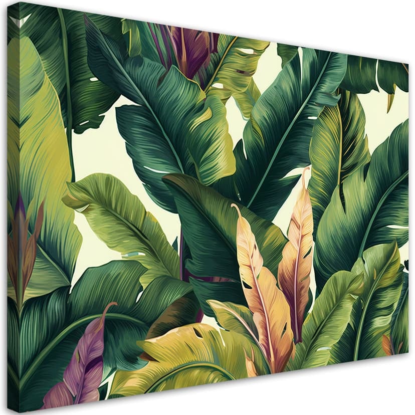 Stampa su tela, foglie tropicali colorate