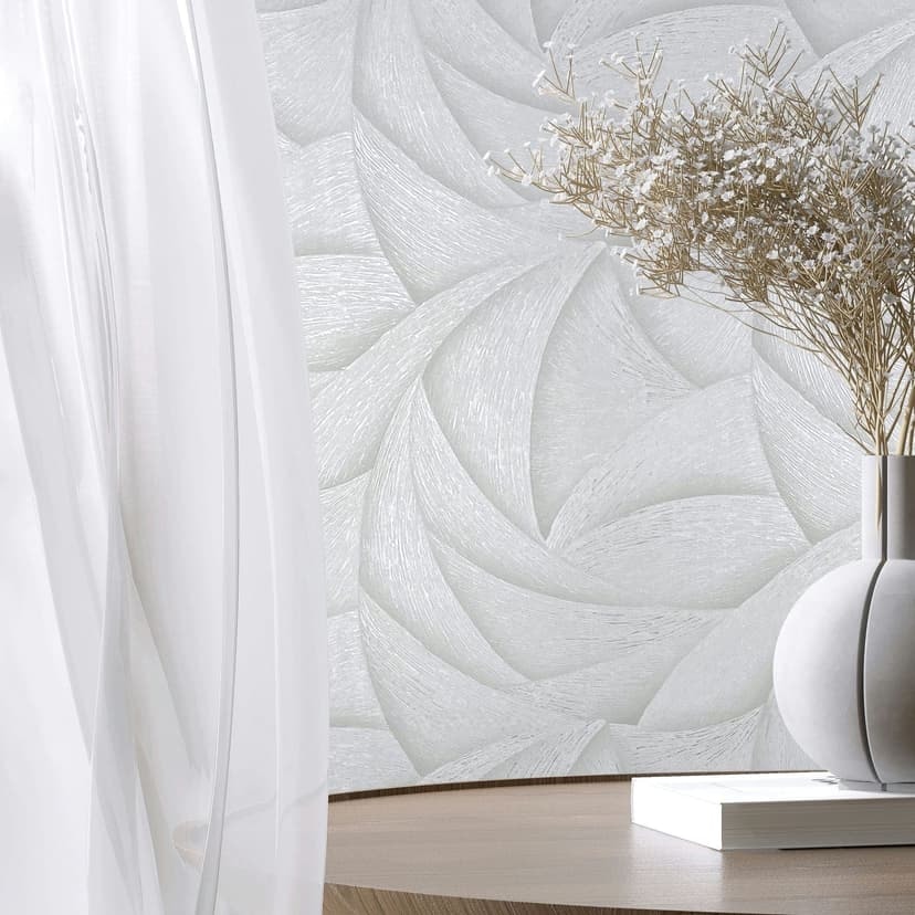 Carta da parati in tessuto non tessuto in bianco con aspetto 3D onde grafiche moderne