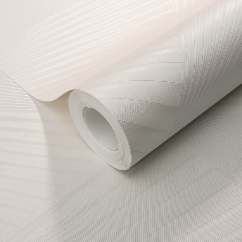 Carta da parati in tessuto non tessuto con motivi grafici ed effetto metallizzato in bianco