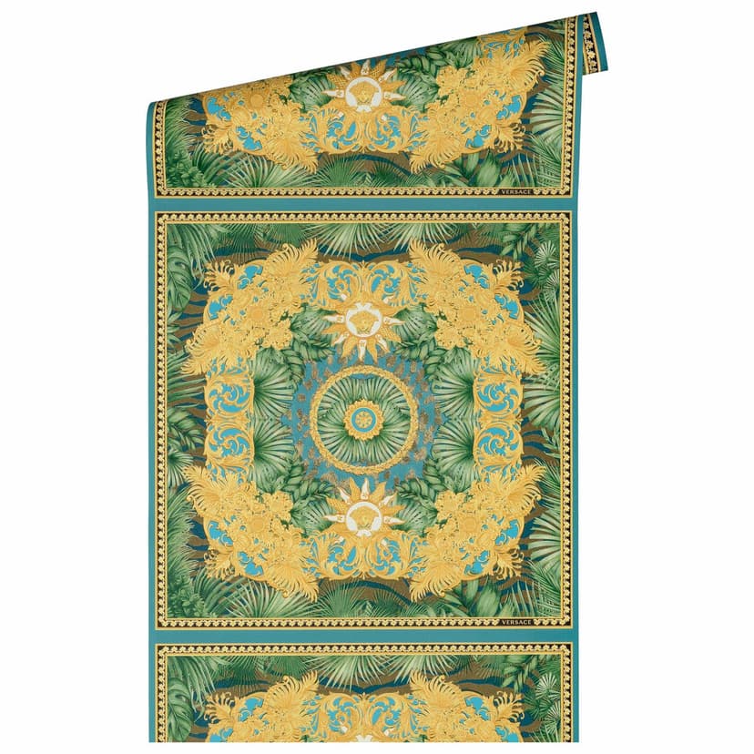 Versace jungle carta da parati in tessuto non tessuto blu e oro carta da parati soggiorno design