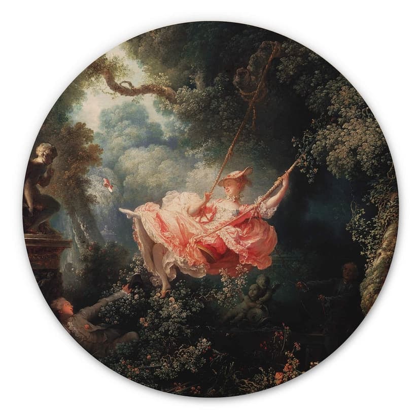 Stampa su legno di Fragonard - L'altalena - Tondo