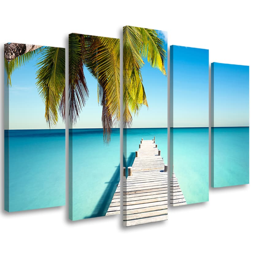 Stampa su tela 5 pezzi Spiaggia tropicale con palme