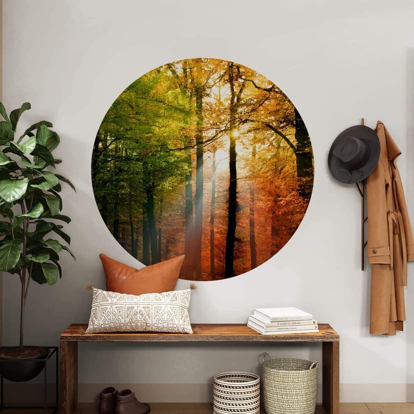 Adesivo murale dell'autunno dorato - Rotondo