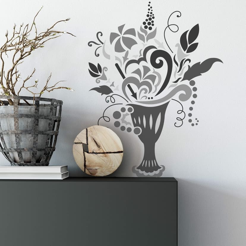 Adesivo murale - Bouquet argentato
