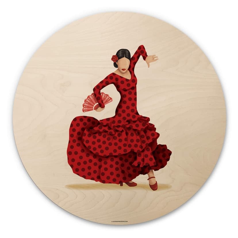 Stampa su legno Tohmé - Flamenco - Rotondo
