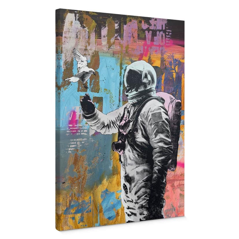 Stampe su tela Astronauta con colomba | Collage digitale - Kuryliuk